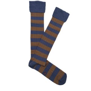 Calcetín Canalé Caña Alta - Rayas Beige/Azul
