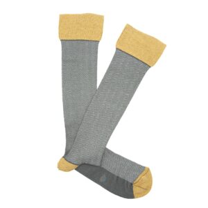 Calcetín Espigas Caña Alta Gris - Amarillo
