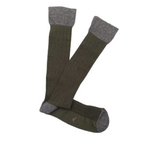 Calcetín Espiga Caña Alta Verde - Gris