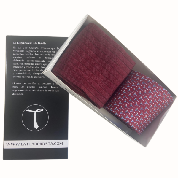 Pack Corbata Cocktail burdeos y Calcetin Canale - Imagen 3