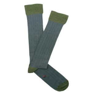 Calcetín Canalé Caña Alta - Liso Gris - Verde