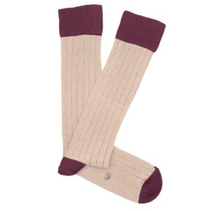 Calcetín Canalé Caña Alta Liso - Beige - Burdeos