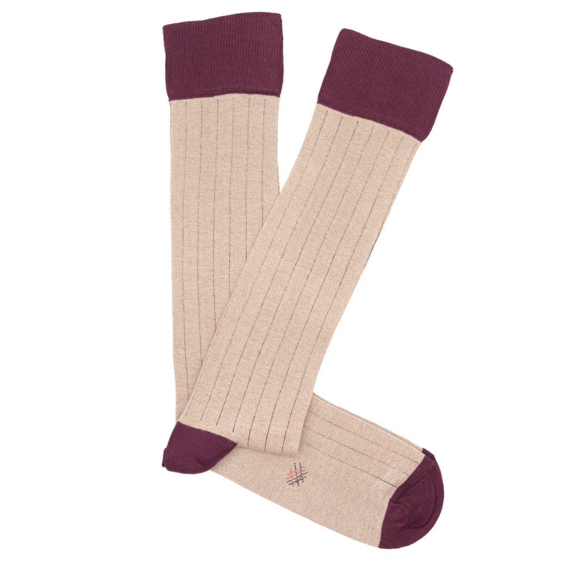 Calcetín Canalé Caña Alta Liso - Beige - Burdeos