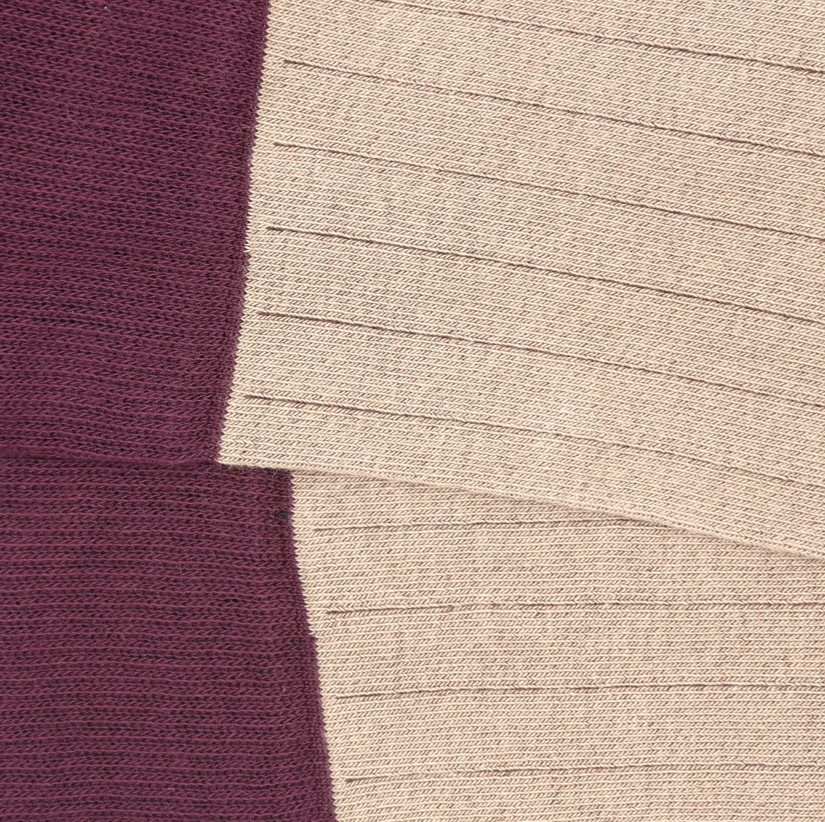 Calcetín Canalé Caña Alta Liso - Beige - Burdeos - Imagen 2