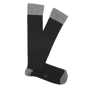 Calcetín Canalé Caña Alta Liso - Negro - Gris