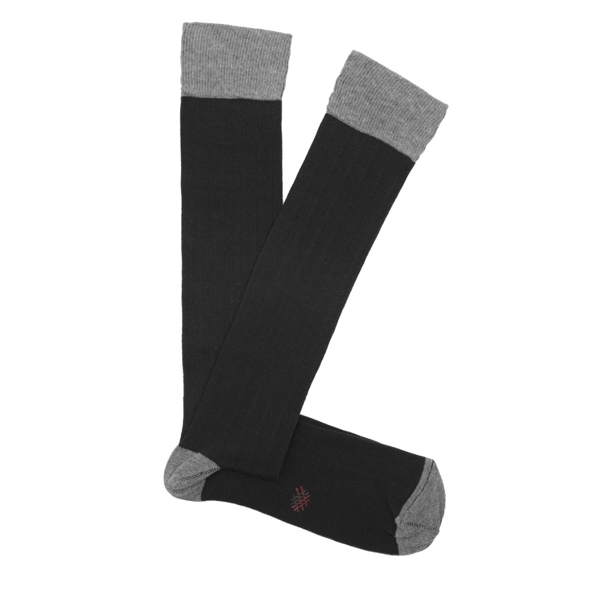 Calcetín Canalé Caña Alta Liso - Negro - Gris
