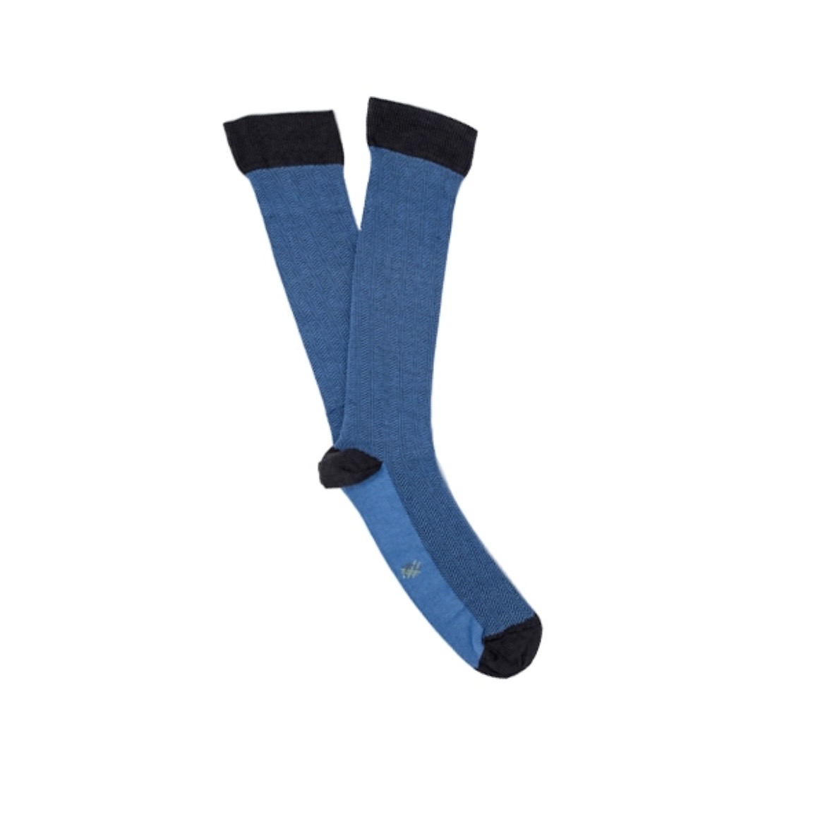 Calcetín Espiga Caña Alta Azul - Gris