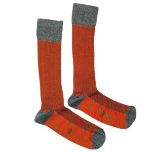 Calcetín Canalé Caña Alta Espiga -Gris - Naranja