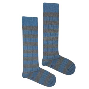 Calcetín Canalé Caña Alta Rayas -Gris - Azul