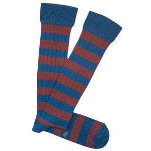 Calcetín Canalé Caña Alta - Rayas Naranja/Azulon